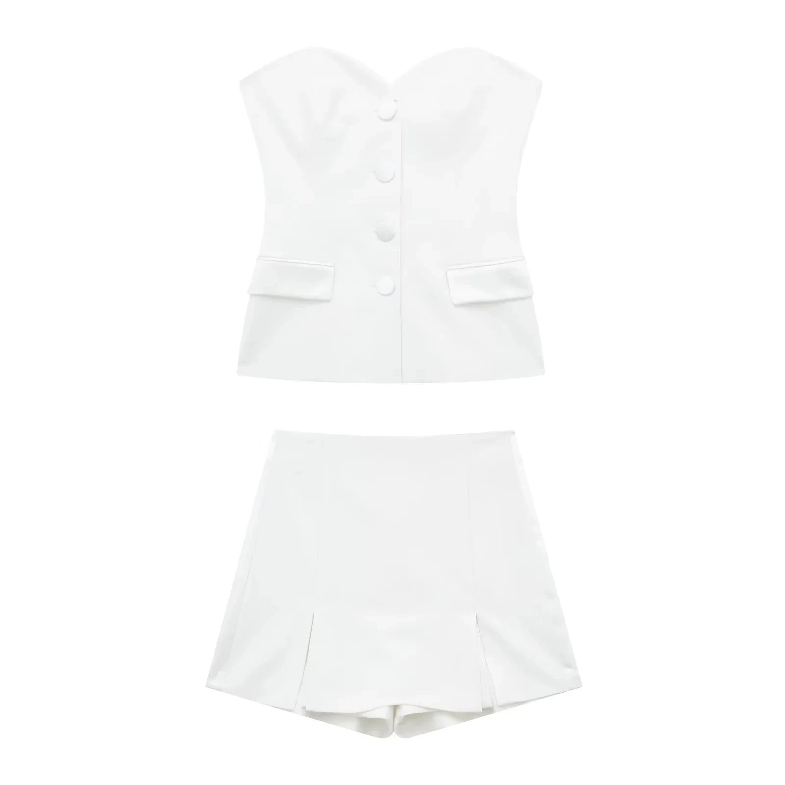 HH Summer Women's Short and Unique Tight Bra 2-piece Set Vintage Elegant Women's High Waist A-line Slim Fit Short Skirt Set