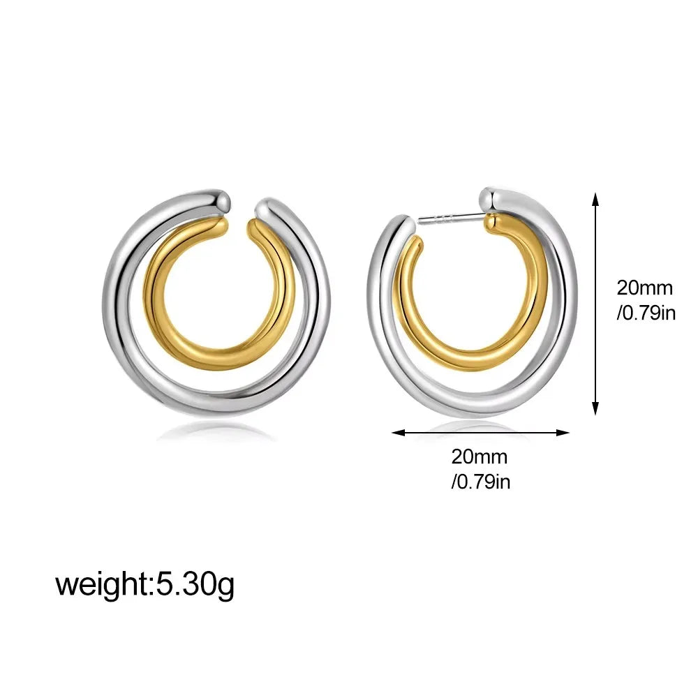 Stainless Steel Mix Color PVD Round Tube O-Shaped Hoop Earrings for Women Vintage Zircon Huggie Ear Ring Waterproof Jewelry Gift