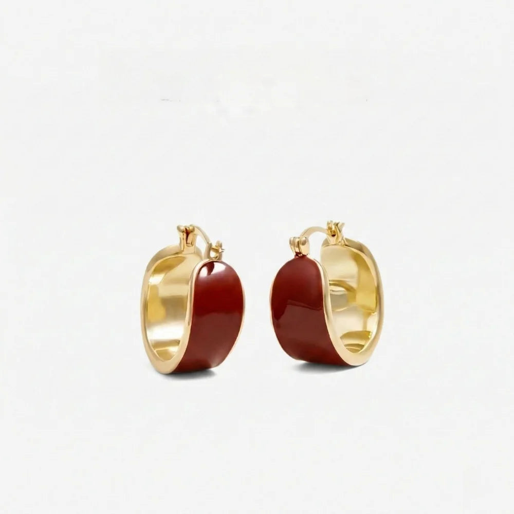 Simple and fashionable jewelry 18K gold-plated metal drop glaze exaggerated earrings modern women's daily accessories jewelry