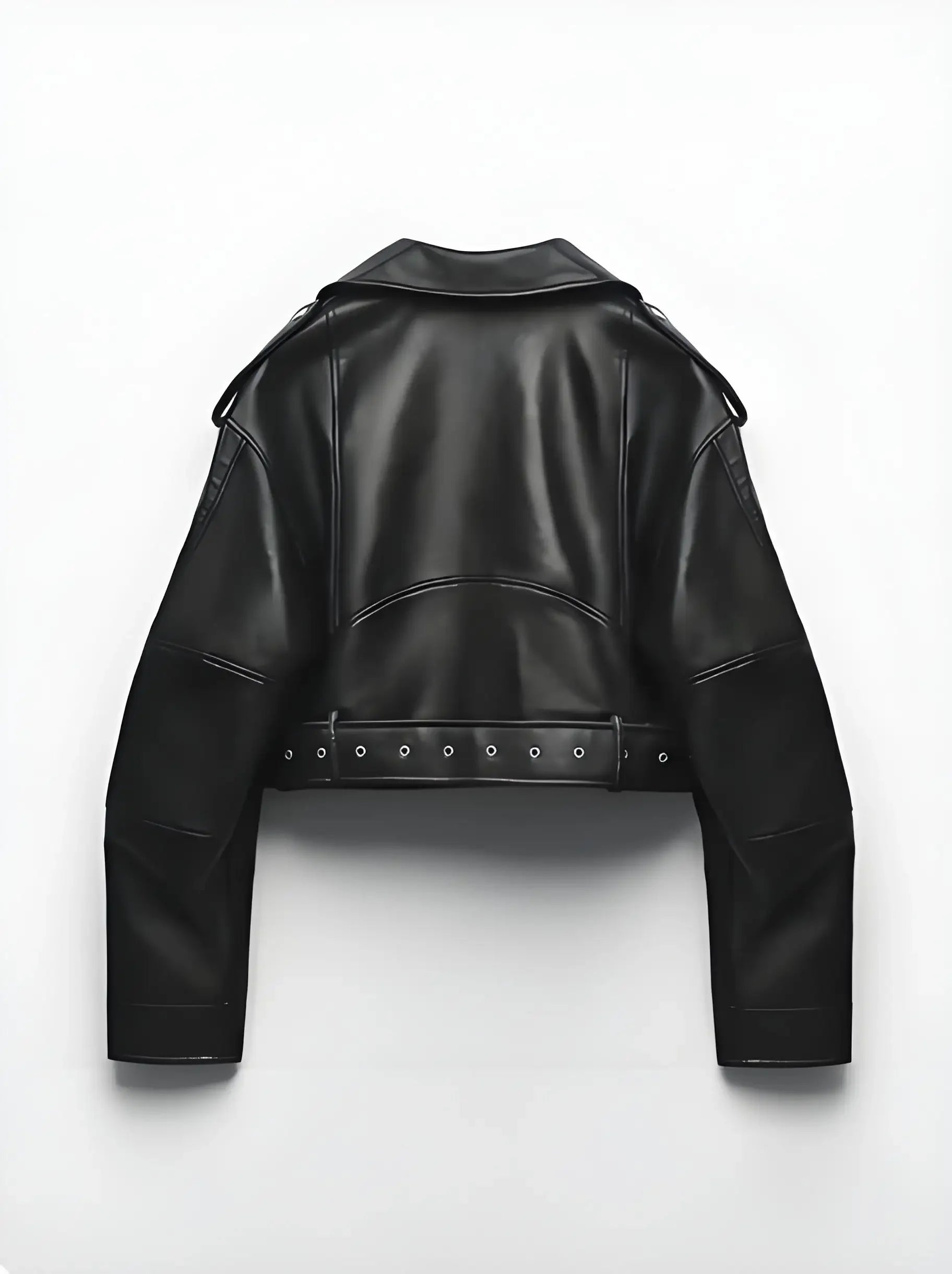 Women Oversized Vintage Loose Pu Faux Leather Short Jacket with Belt Streetwear Female Zipper Retro Moto Biker Coat Outwear