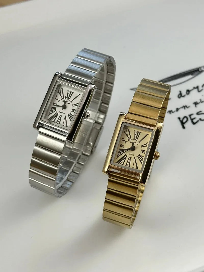 Vintage Small Gold Watch for Women Luxury Rectangular Watch Classic Quartz Women's Wristwatch Dropshipping Relojes Para Mujer