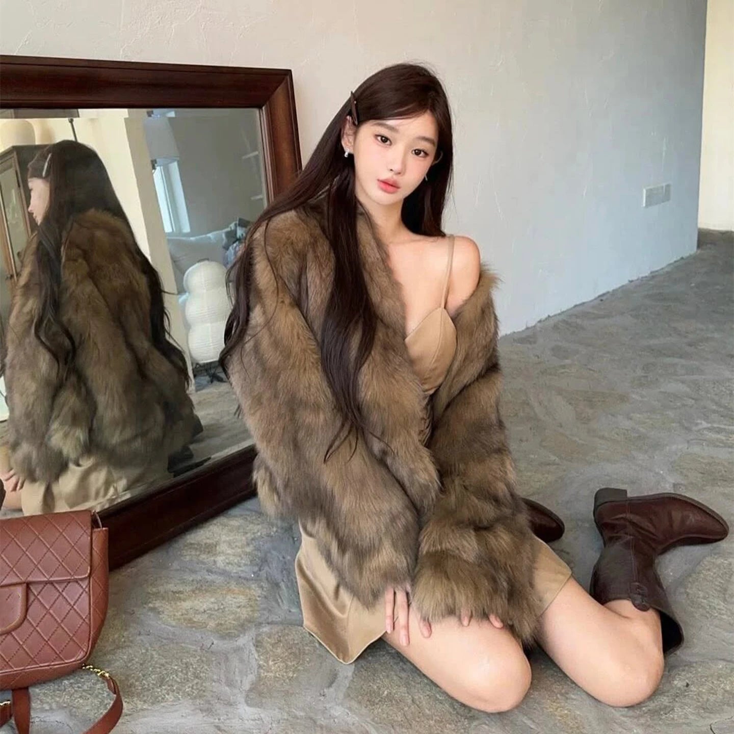 Dulzura Winter Latest Fashion Slim Comfortable Warm Plush Cardigan Jacket Women'S Vintage Elegant Coat Party Club Street Clothes