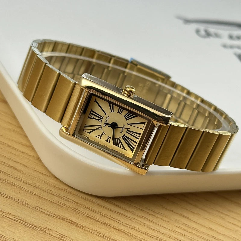 Vintage Small Gold Watch for Women Luxury Rectangular Watch Classic Quartz Women's Wristwatch Dropshipping Relojes Para Mujer
