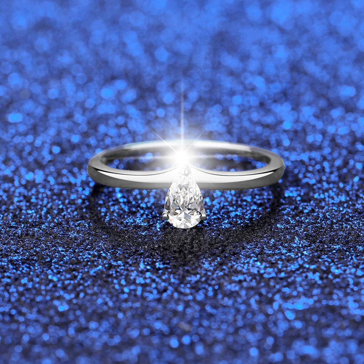 Dainty 0.5ct Pear Moissanite Solitaire Ring, S925 Sterling Silver Twist Shank Engagement Ring Hypoallergenic Fine Jewelry Gifts