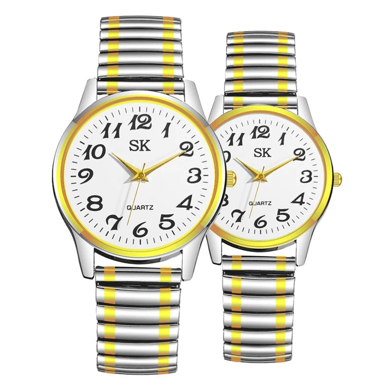 New Fashion Personality Style Women Watch Casual Quartz Watch Elastic Elastic Band Classic Digital Scale Wristwatches Men Watch