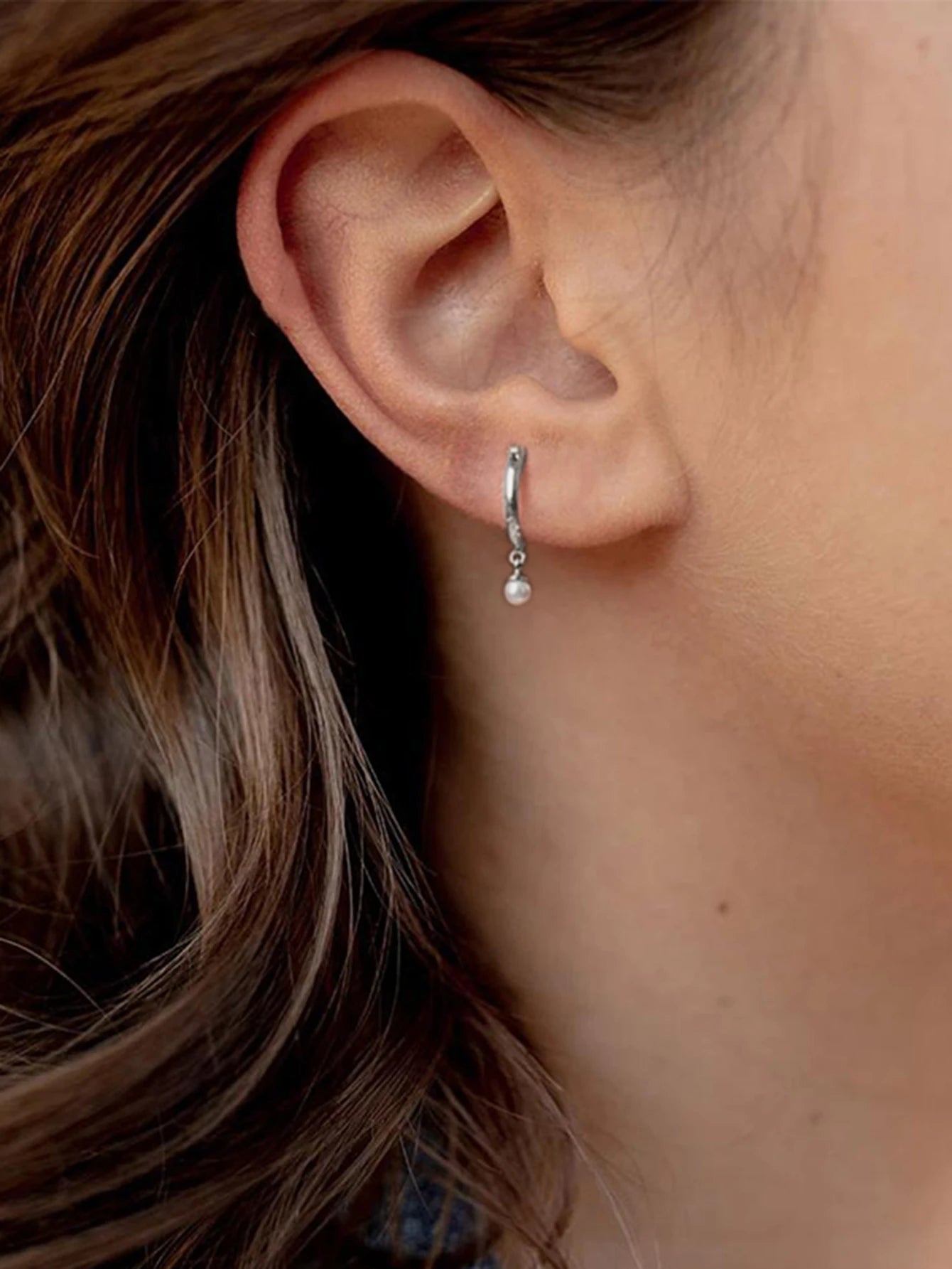 AIDE 925 Sterling Silver Vintage Baroque Pearl Circle Ear Buckles Piercing Huggie Earring For Women Jewelry Brinco Bijou Joyero