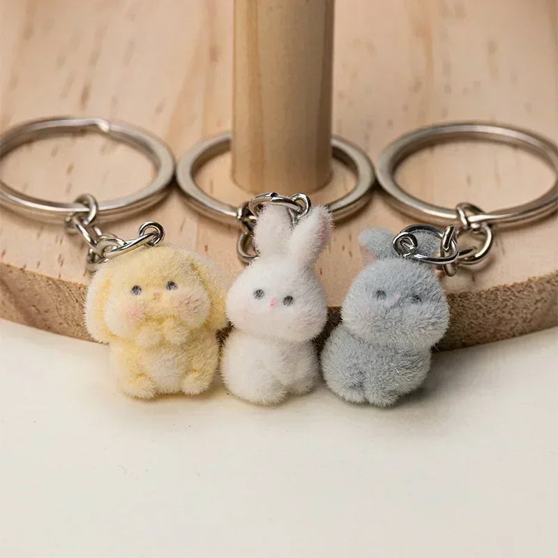 3D Cartoon Flocking Cats and Mouse Keychains Key Ring Animal Key Chains Gifts For Women Men Car Keys DIY Jewelry Kawaii Cat 2025