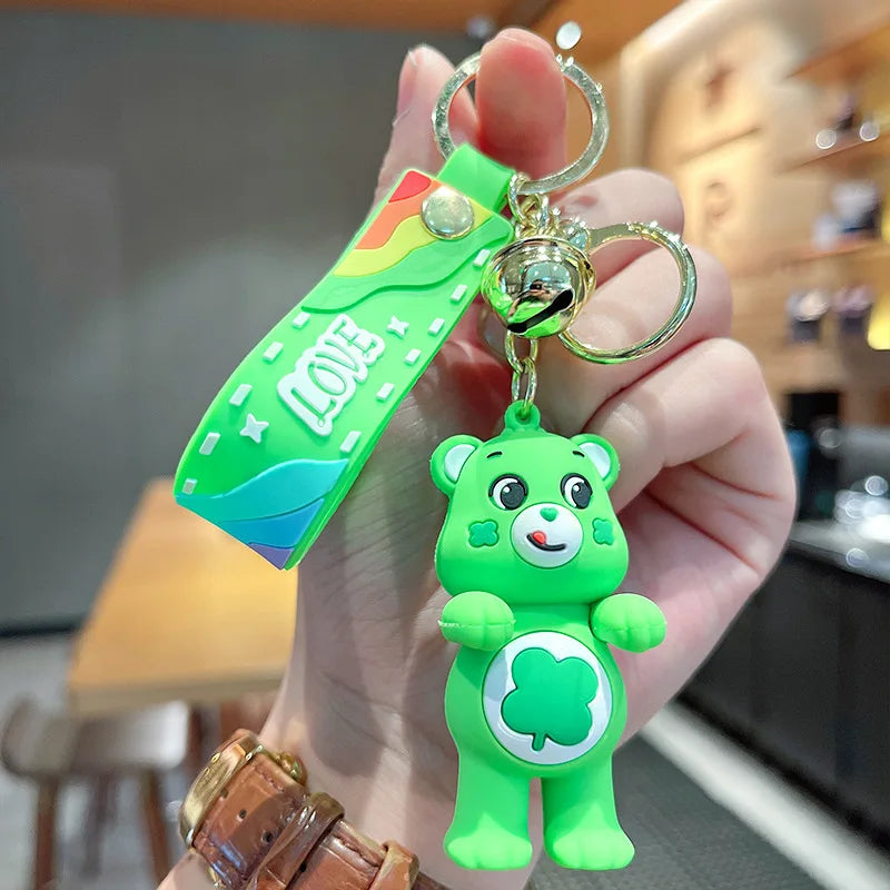Care Bears Keychains Kawaii Cartoon Character Key Chain Cute Car Keyring Kids Girls Backpack Pendant Children Birthday Gifts