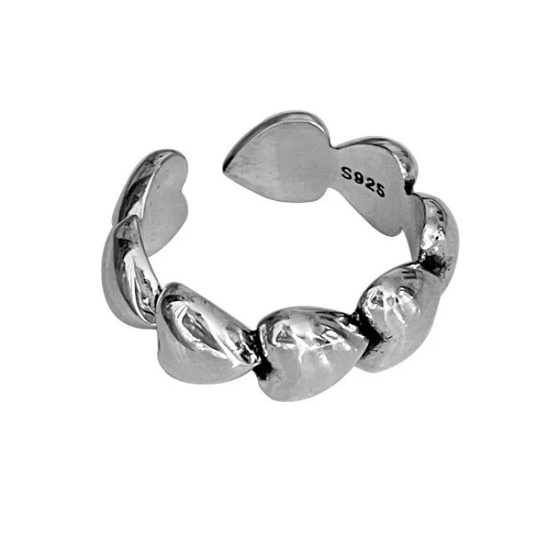 925 Sterling Silver Rings For Women Simple Minimalist Heart Open Finger Ring Fashion Band Female Bijoux Birthday Gift
