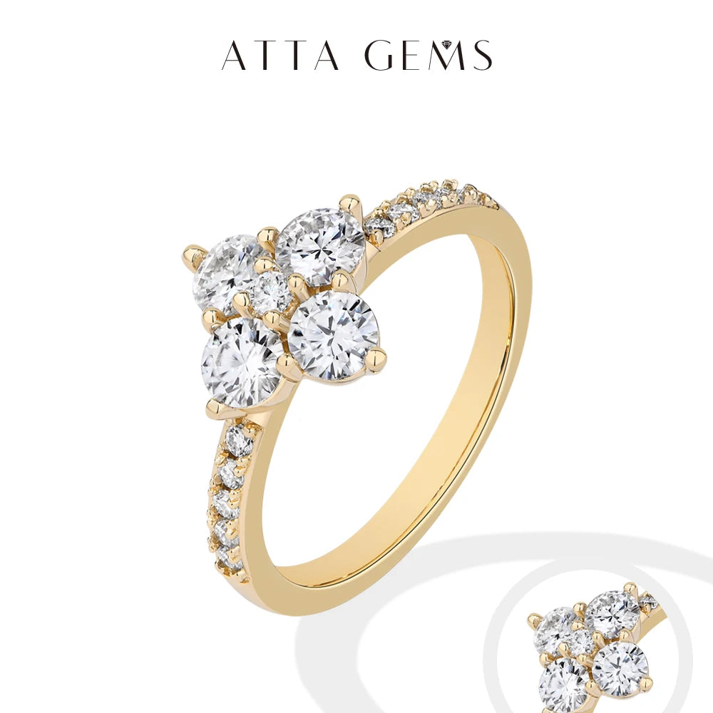 ATTAGEMS 925 Sterling Silver Luxury Full Moissanite Rings 0.3ct DVVS1 Round Cut Sparkling Engagement Band for Women Fine Jewelry