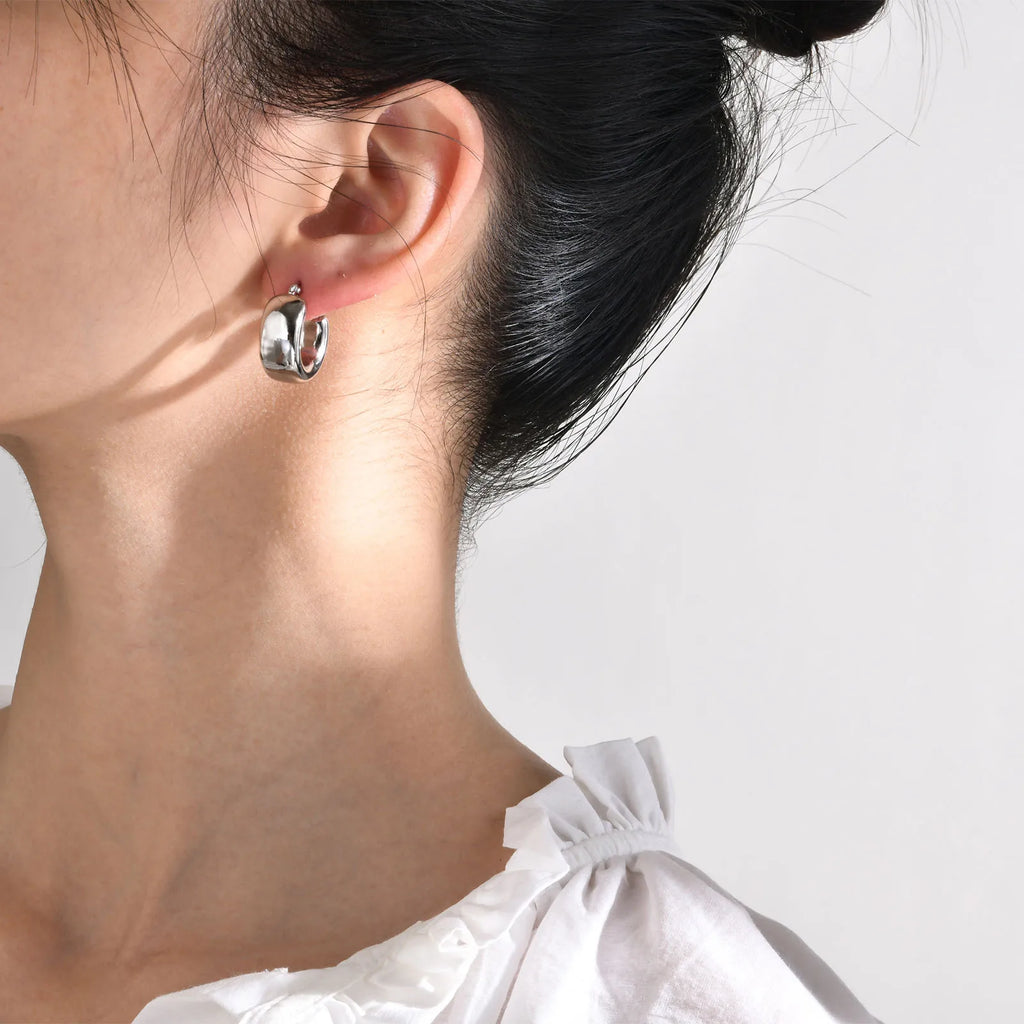 Women Dainty Hoop Huggie Earrings, Anti Allergy Stainless Steel Stud Earrings, Chic Birthday Party Fashion Jewelry To Mom Girls