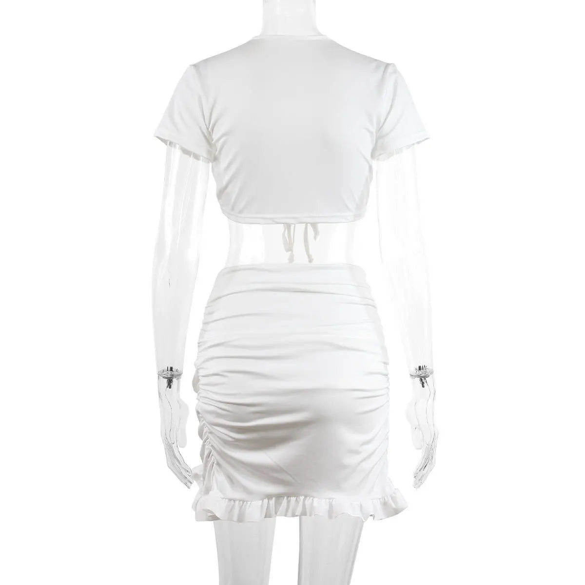 Sexy Deep V Neck Lace Up Short Sleeve Two Piece Women's Summer 2026 Ruffled Pleated Prom Bodycon Dress for Women Nightclub Dress