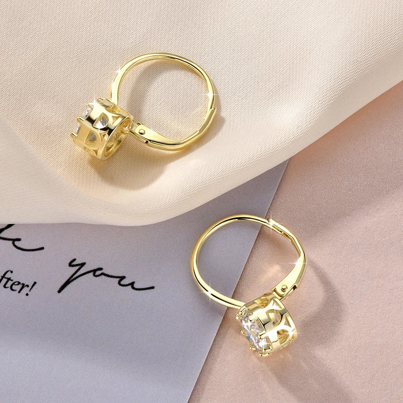 RAPRGOLD 1.0CT Round Moissanite Classic Clip Hoop Earrings for Women 14K Gold Filled Delicate Huggie Jewelry Anniversary Gifts