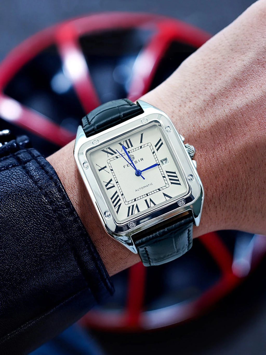 High-End Business Casual Men's Quartz Watch, Square Dial, Waterproof with Calendar Display, Leather Strap, European and American Style, Fashionable, Simple, Versatile and Handsome Men's Watch, Suitable for Various Occasions,