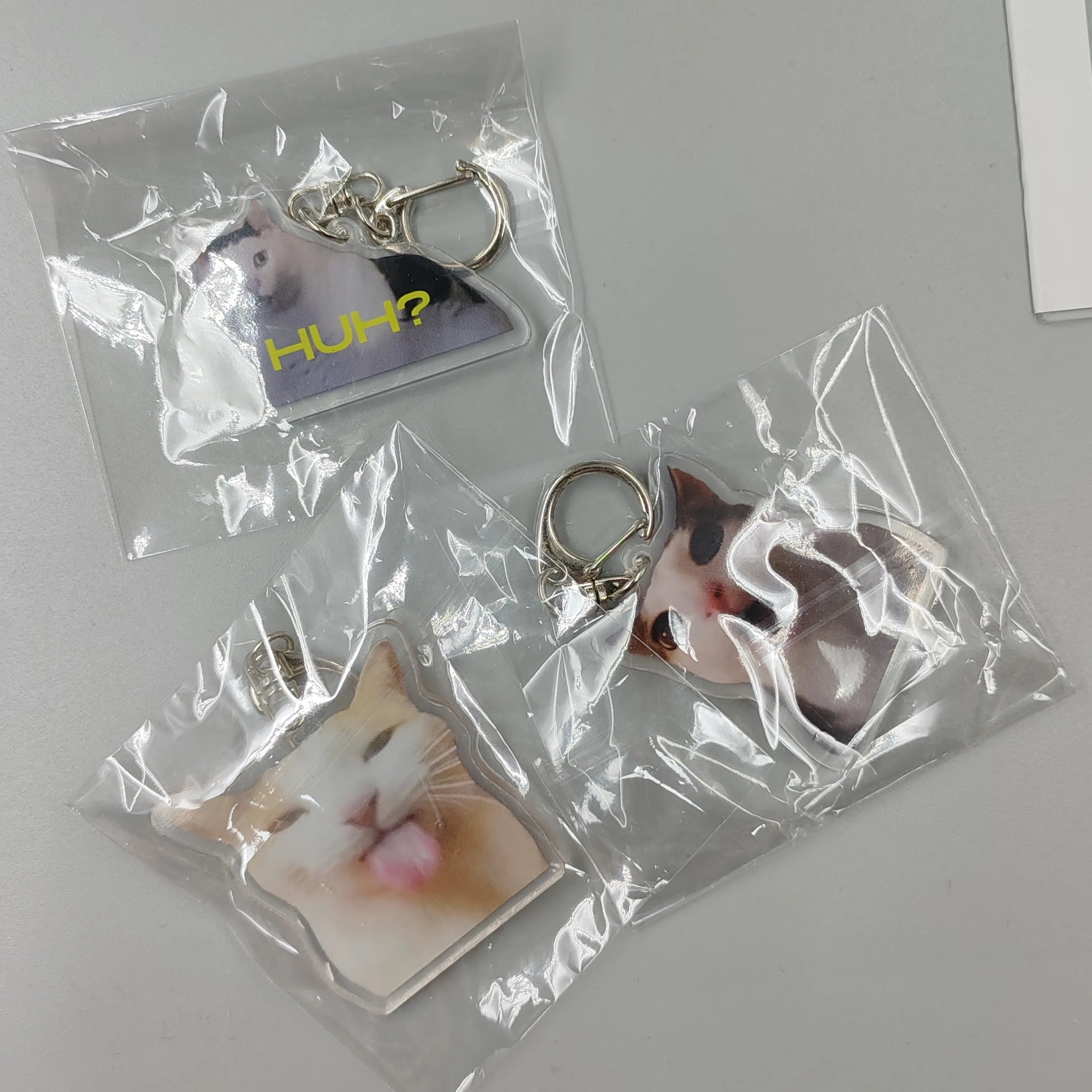 Viral Video Memes Series Of Keychains -huh Cat Confused Shocked Cat,cat Crunching, Also Known As crunchy Cat, cat Crunching, c