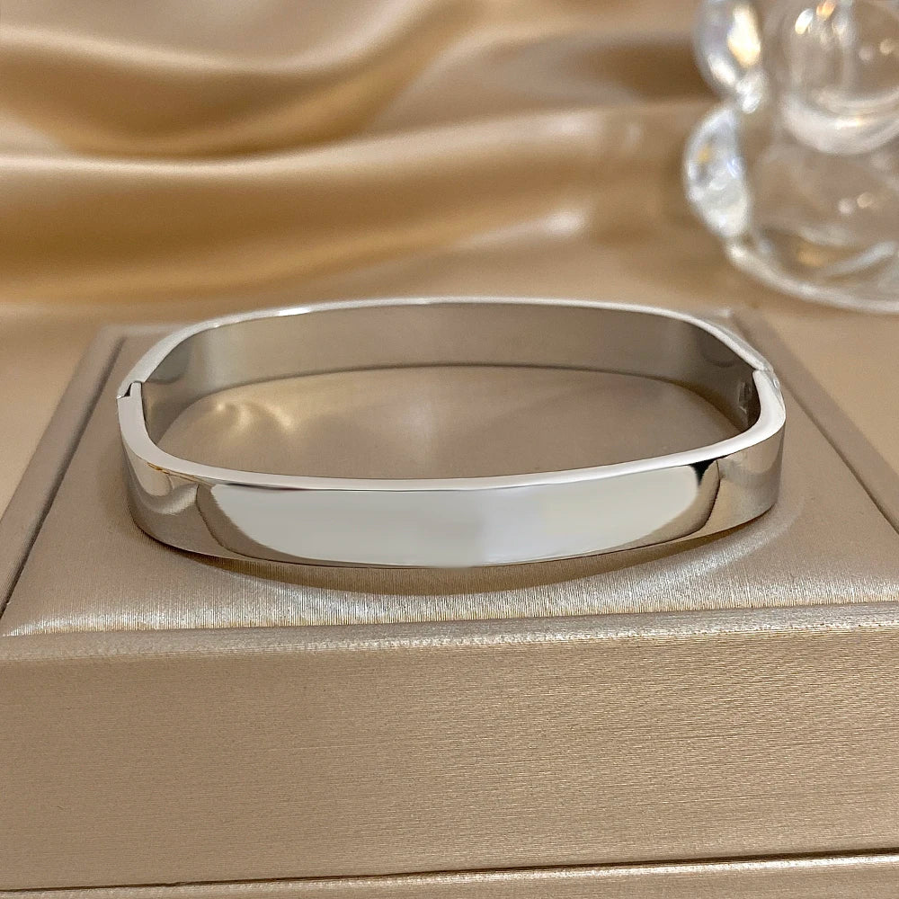 Greatera 5/8mm Wide Bracelet Square Adjustable Delicacy Original Design Stainless Steel Popular Men Women's Bangle Jewelry Gift