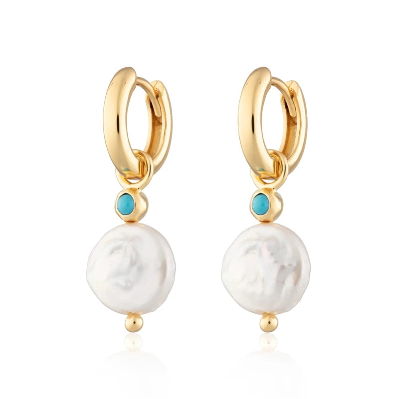 AIDE 925 Sterling Silver Vintage Baroque Pearl Circle Ear Buckles Piercing Huggie Earring For Women Jewelry Brinco Bijou Joyero