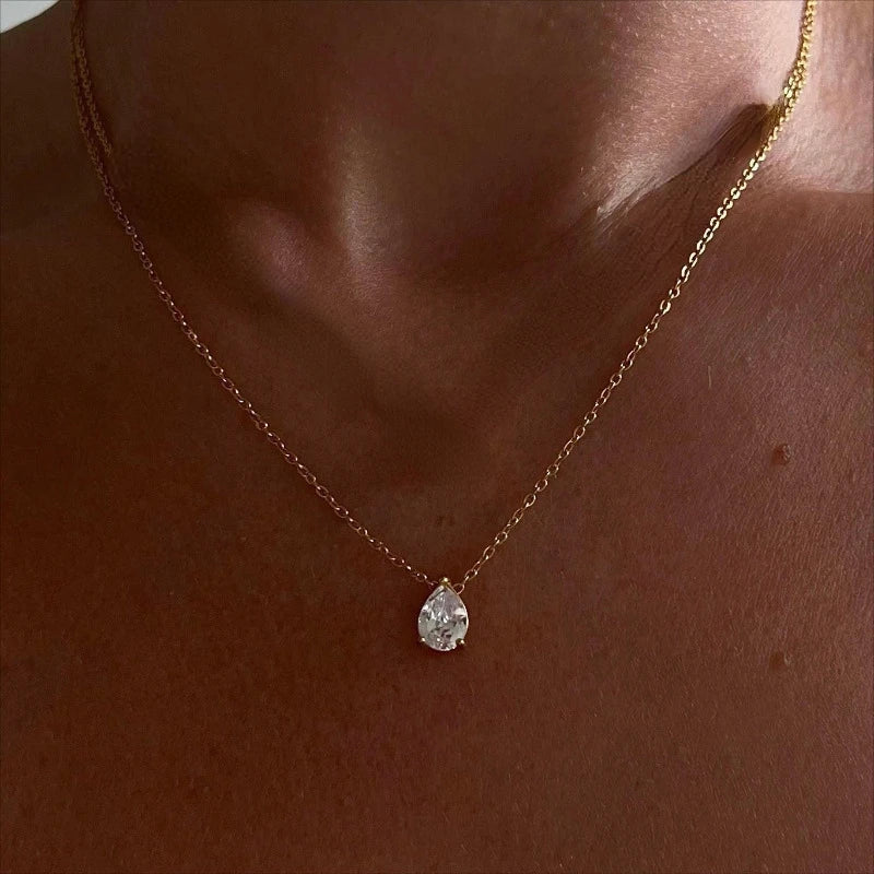 18K Gold Water Drop Oval Lab Diamond Chocker Necklace Party Wedding Pendants Necklaces for Women Men Anniversary Jewelry Gift