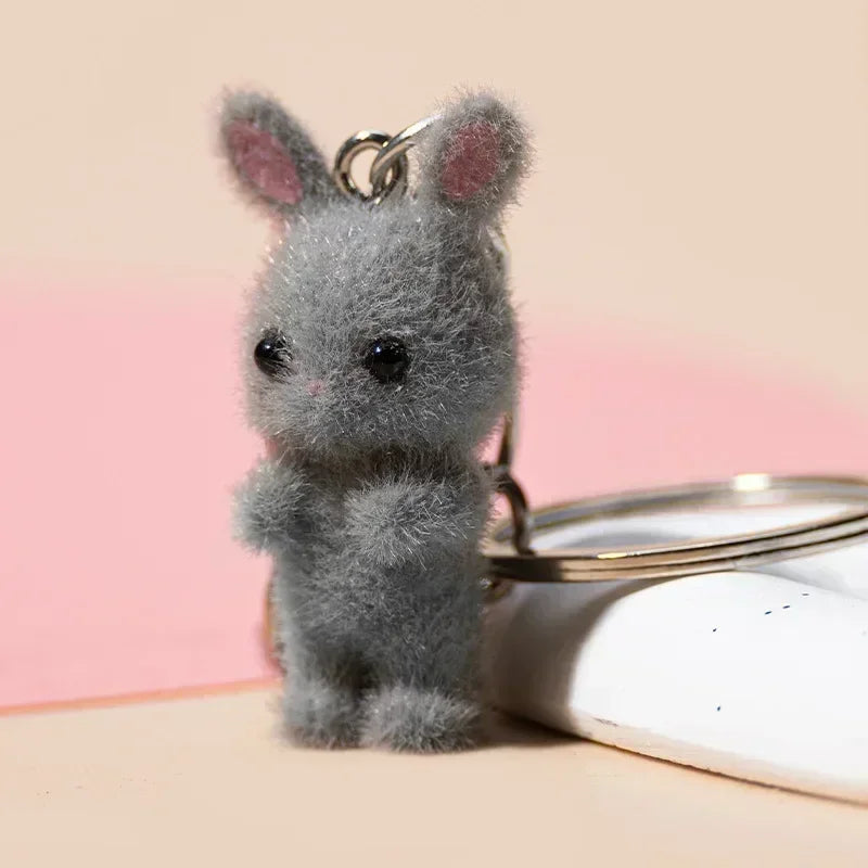 3D Cartoon Flocking Cats and Mouse Keychains Key Ring Animal Key Chains Gifts For Women Men Car Keys DIY Jewelry Kawaii Cat 2025