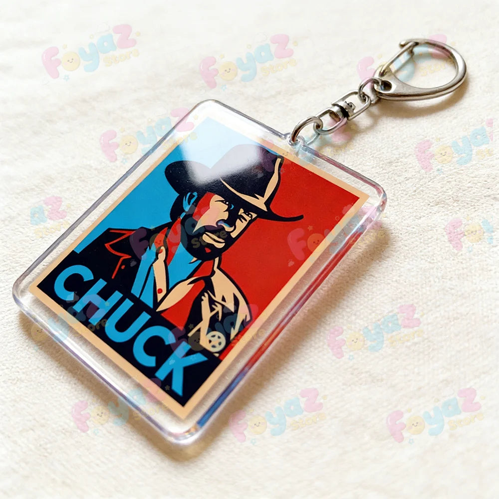 Funny Chuck Norris Actor Keychains for Accessories Bag Charm Meme Keyrings Jewelry Friends Birthday Gifts