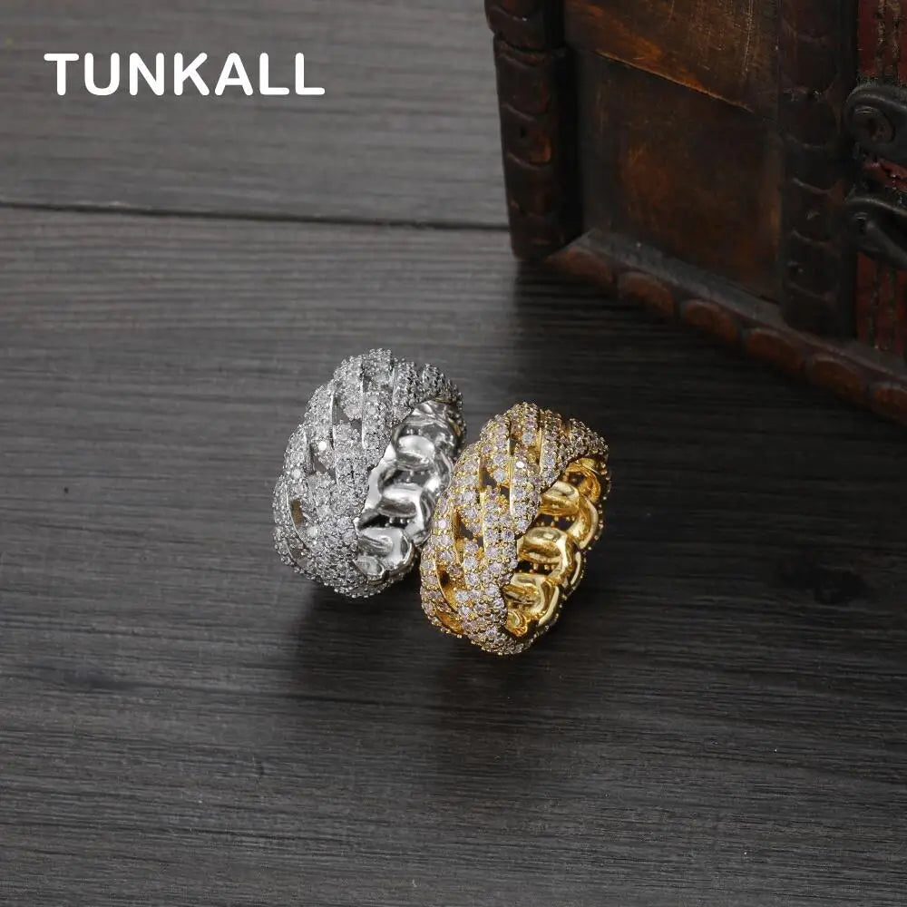 New Bling Bling Brass Cuban Ring  AAA Zricon  Micro pave with CZ Brass Hip Hop Jewelry R045