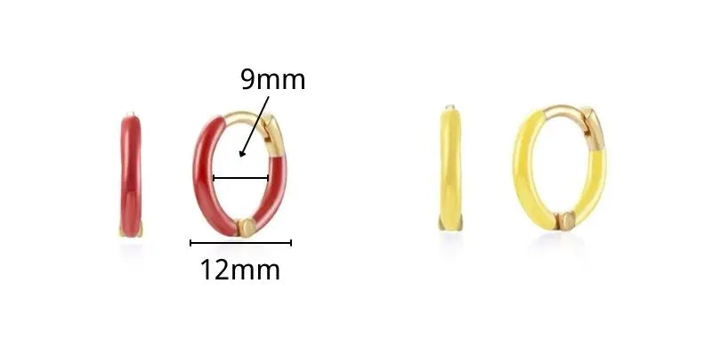 Multicolour Enamel Hoop Earrings for Women 925 Silver Needle Candy Color Huggie Earrings Trendy Party Girls Jewelry Gift