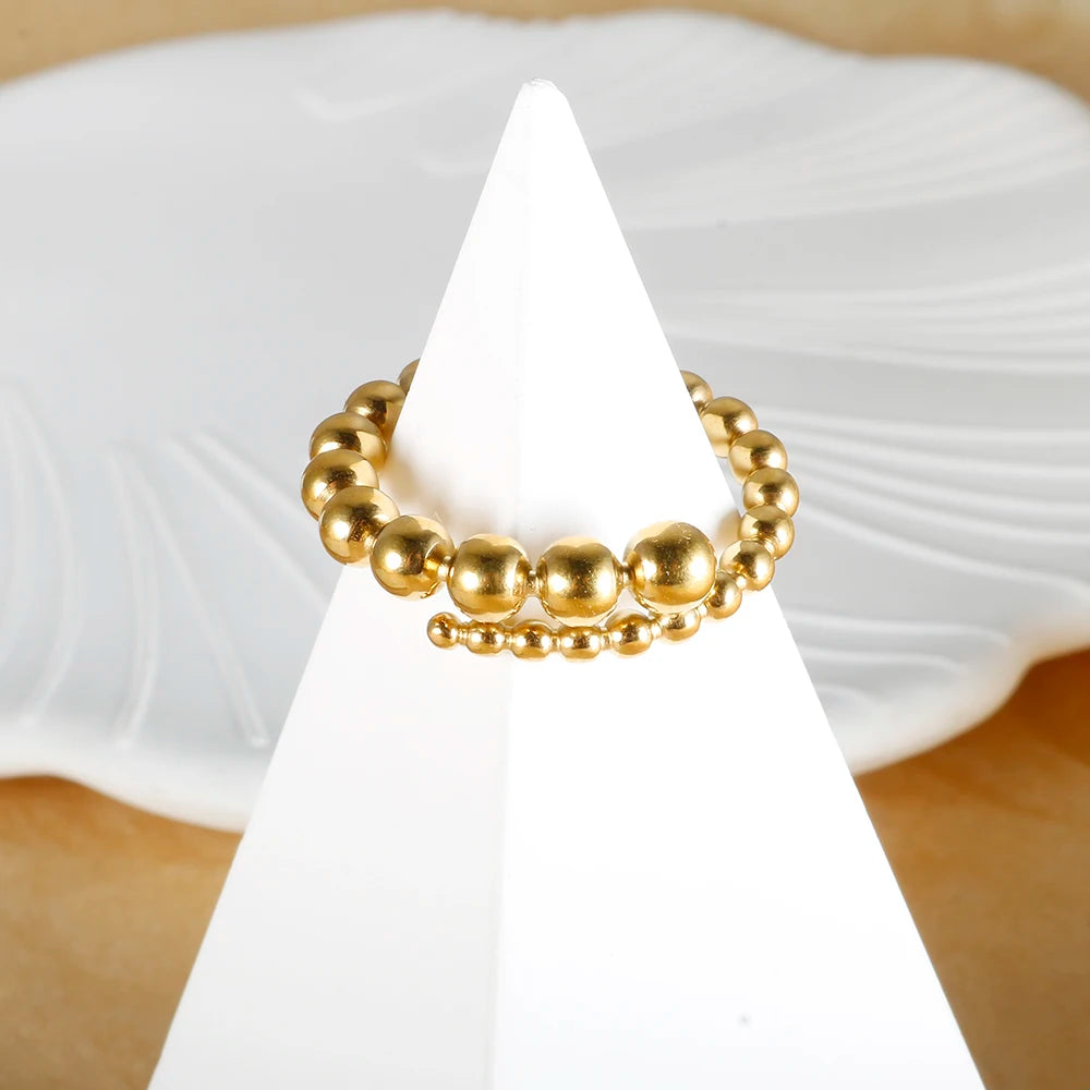 Dainty Stainless Steel Beads Stackable Ring for Women Girl Statement  Minimalist New Fashion Wholesales Jewelry Gift