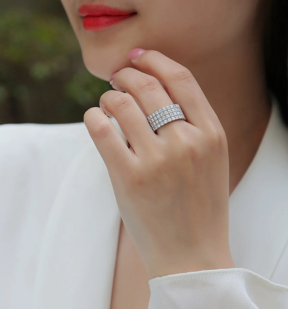 D Color Women Moissanite Ring s925 Silver Round Cut Moissanite Row Rings for Women Luxury Women Full Moissanite Ring