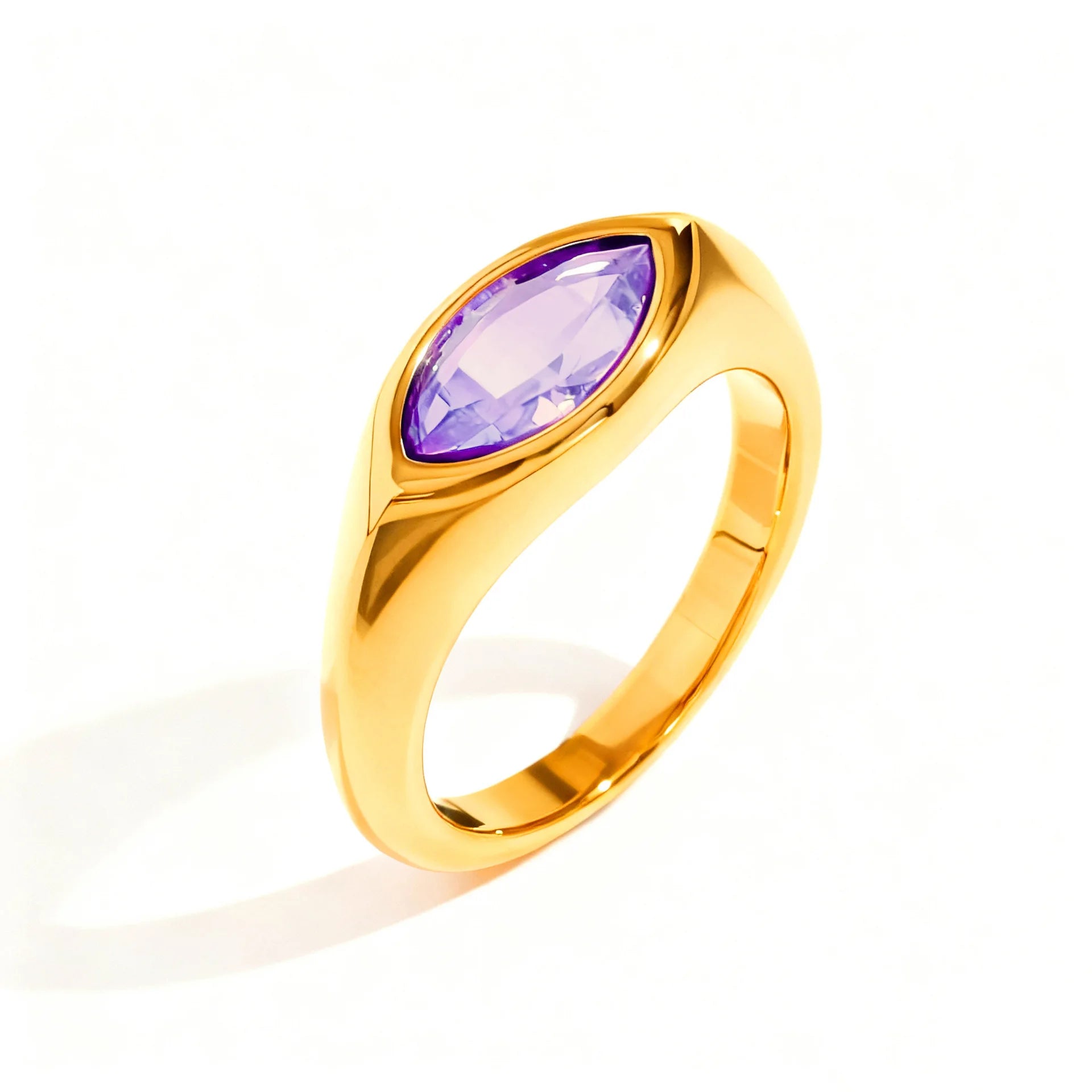 Women's Titanium Steel Marquise Cut Ring  4 Colors Korean Inspired Light Luxury Jewelry Hypoallergenic Stackable Dainty Ring