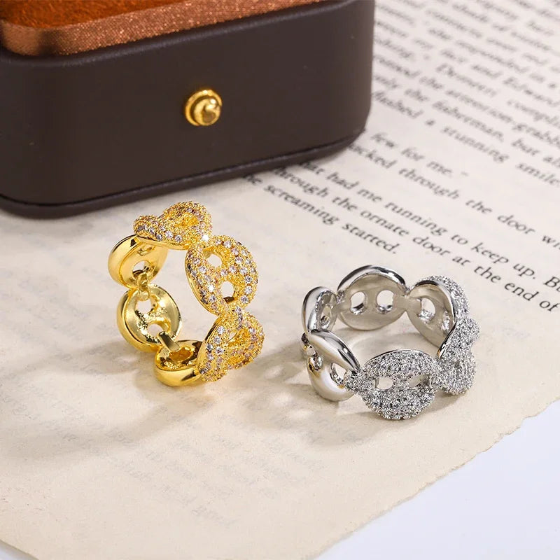 Elegant Interwoven Shiny White Zircon 925 Silver Plated Ring Ladies Couple Anniversary Party Birthday Jewelry Gift Generation