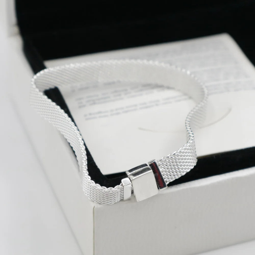 925 Sterling Silver Charm Bracelet for Women Snake Chain & Mesh Chain Design DIY Beads Compatible Fashion Fine Jewelry Gif