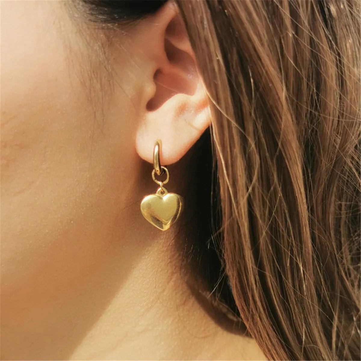 New Style Stainless Steel Heart Drop Huggie Earrings For Women Girlfriend Earrings Jewelry Valentine's Day Gifts