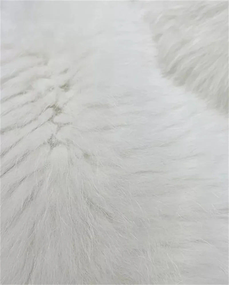 ZXRYXGS Elegant Temperament Hooded Coat Women's Clothing Imitation Fox Fur Coat 2025 New Autumn Winter Jackets Black White