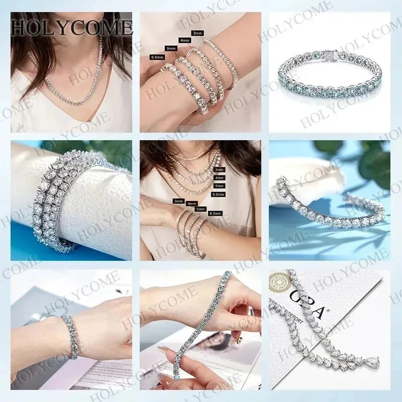 Dainty Custom Bracelet Moissanite Multishapes 1CT-2CT D Color Minimalist Jewelry for Daily Wear Christmas Special Occasions