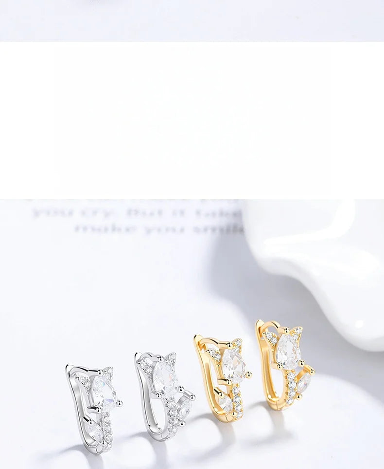 925 Sterling Silver Huggie Hoop Earrings with Pear & Marquise Cut Cubic Zirconia, Hypoallergenic Ear Buckles for Women