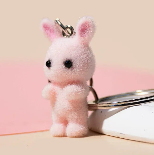 3D Cartoon Flocking Cats and Mouse Keychains Key Ring Animal Key Chains Gifts For Women Men Car Keys DIY Jewelry Kawaii Cat 2025