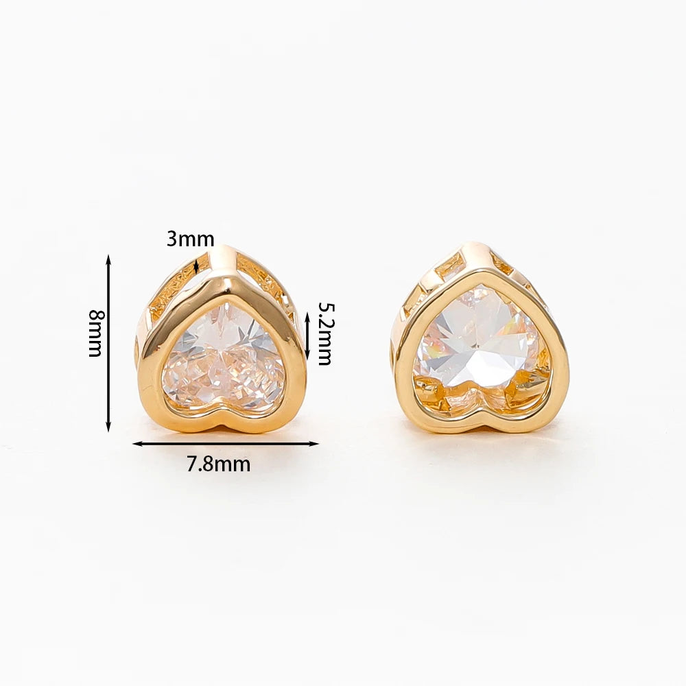 2/4/6pcs 18K Gold Plated Rhinestone Heart Pentagram Beads Brass Metal Cubic Zirconia Spacer Beads DIY Jewelry Making Accessories