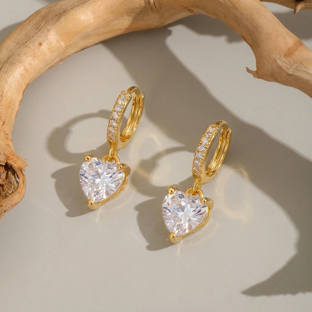 Dainty Minimalist Round Cubic Zirconia Drop Earrings For Women Gold Color Exquisite Huggie Hoop Earring Party Wedding Jewelry