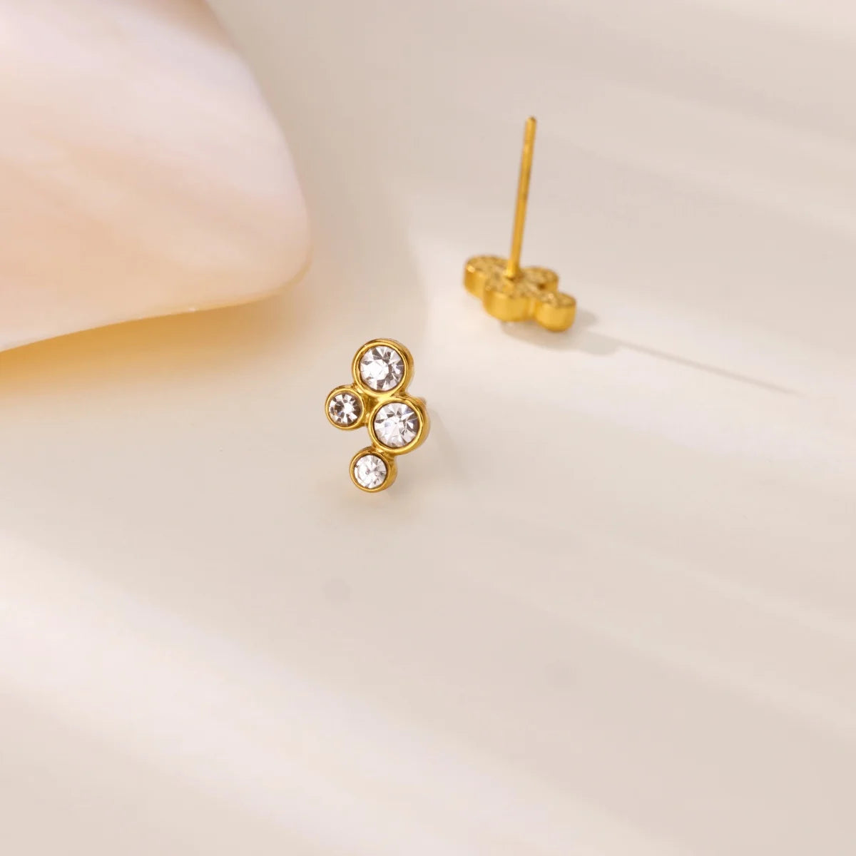 Cute Small Zircon Stud Earrings For Women Girls Gold Color Stainless Steel Earrings Wedding Jewelry Gifts aretes aros mujer