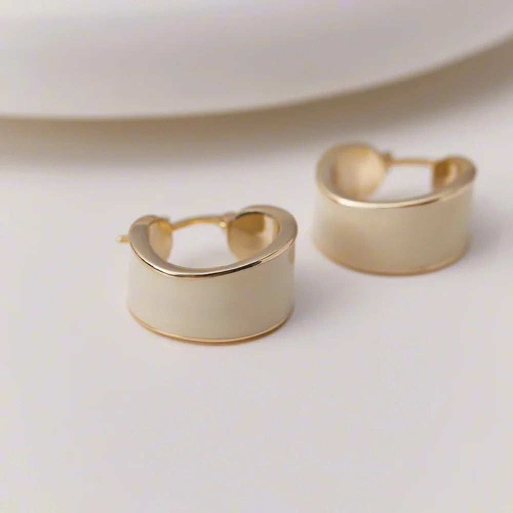 Simple and fashionable jewelry 18K gold-plated metal drop glaze exaggerated earrings modern women's daily accessories jewelry
