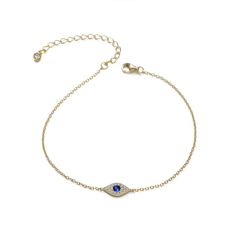 Dainty Evil Eyes anklet Adjustable Chain Jewelry wholesale Women beach jewelry 14K Gold Plated anklet