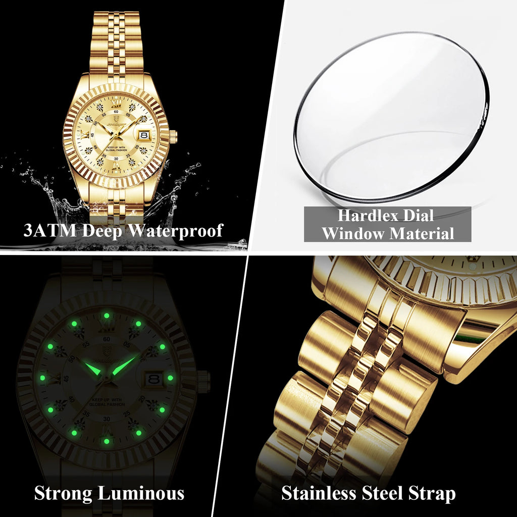 POEDAGAR Fashion Women's Wristwatch Waterproof Luminous Date Elegant Ladies Watches Stainless Steel Quartz Watch For Women Reloj