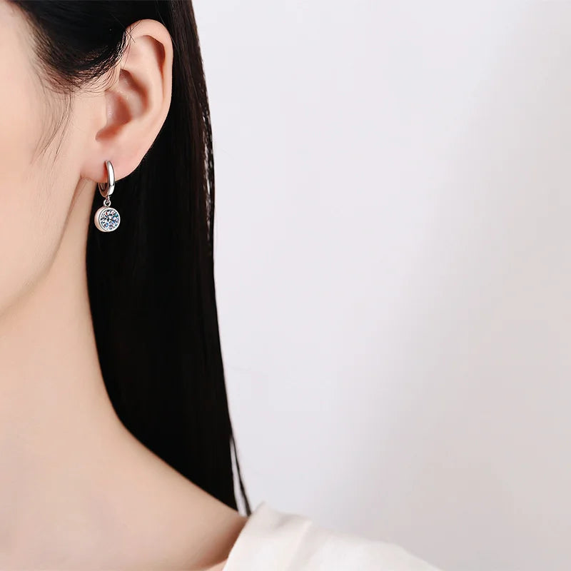 Modern Hoop Earrings for Women Real D Color Moissanite Dangle Huggie Drop Earrings Silver 925 Original Wedding Jewelry for Girl