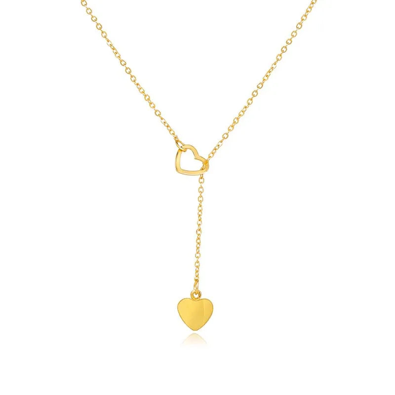 Fashion Double Love Heart Necklaces for Women Simple Sliver Color Personality Long Tassel Necklace Party Jewellery Gifts