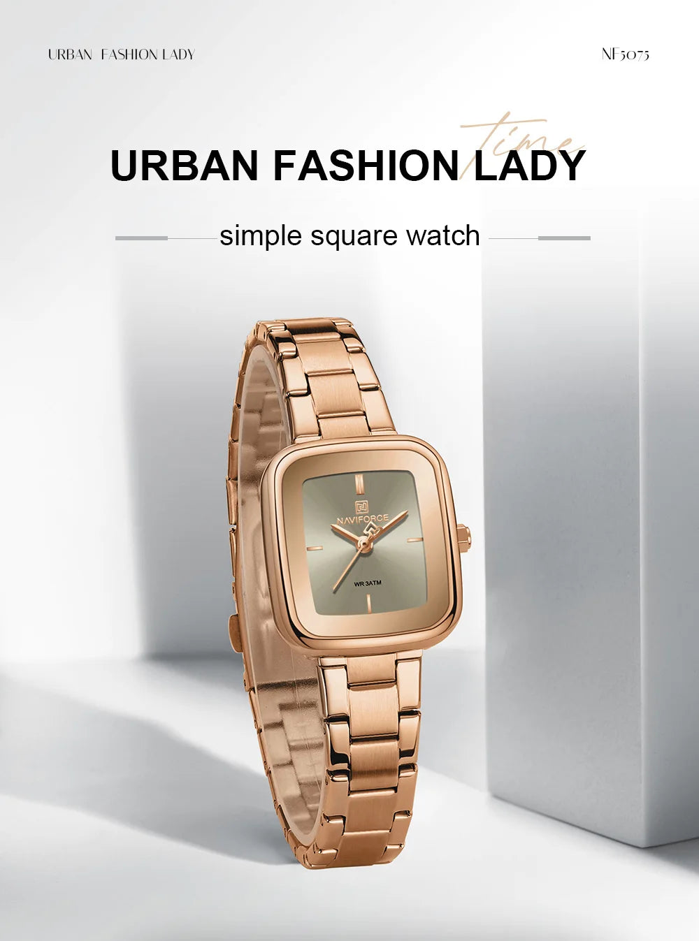 New NAVIFORCE Women's Vintage Fashion Watch 30m Waterproof Resistant Stainless Steel Band Casual Ladies Timepiece Wristwatch
