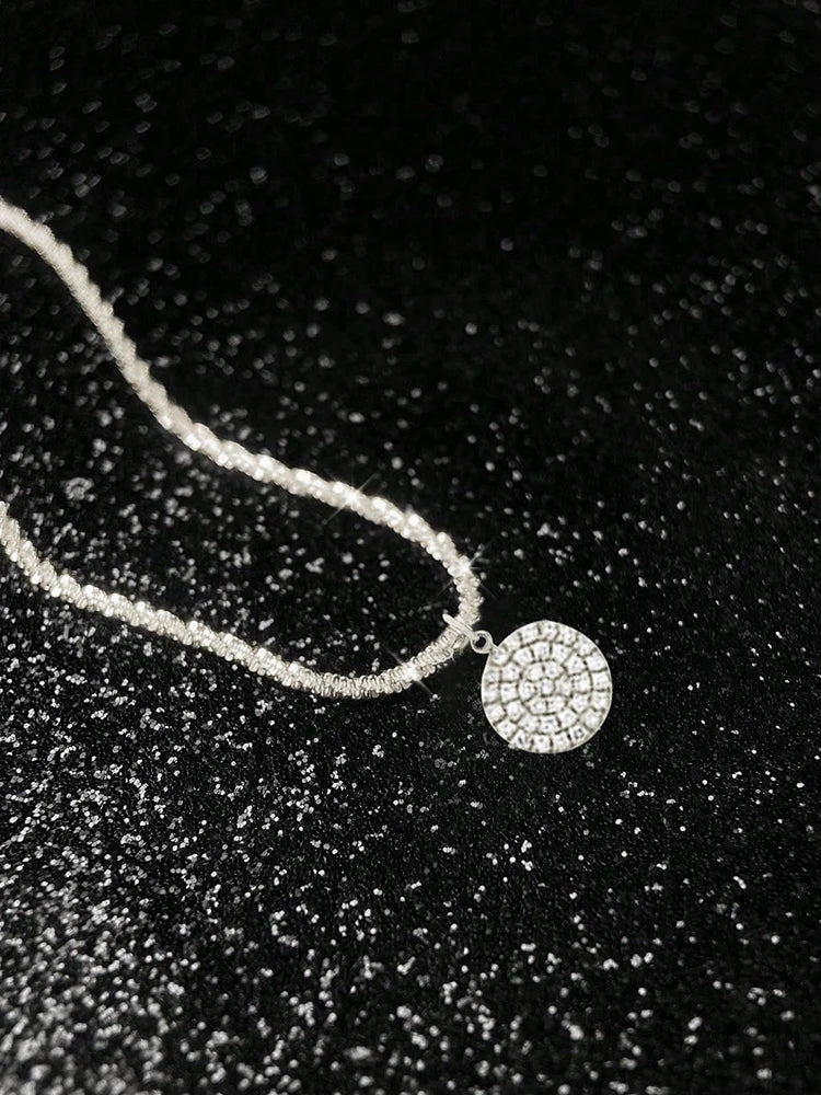 925 Sterling Silver Simplicity Classic Gorgeous Zircon Round Necklace For Women Anniversary Party High Quality Fine Jewelry