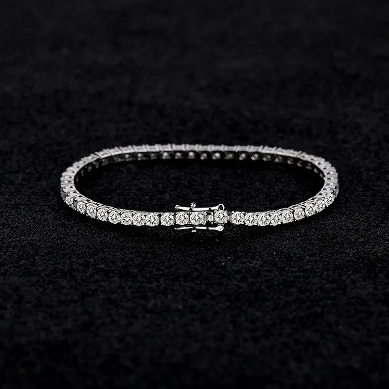 Factory Price Unisex Hip Hop Moissanite Tennis Chain for Women S925 Sterling Silver Gold Man Bracelet Hiphop Jewelry