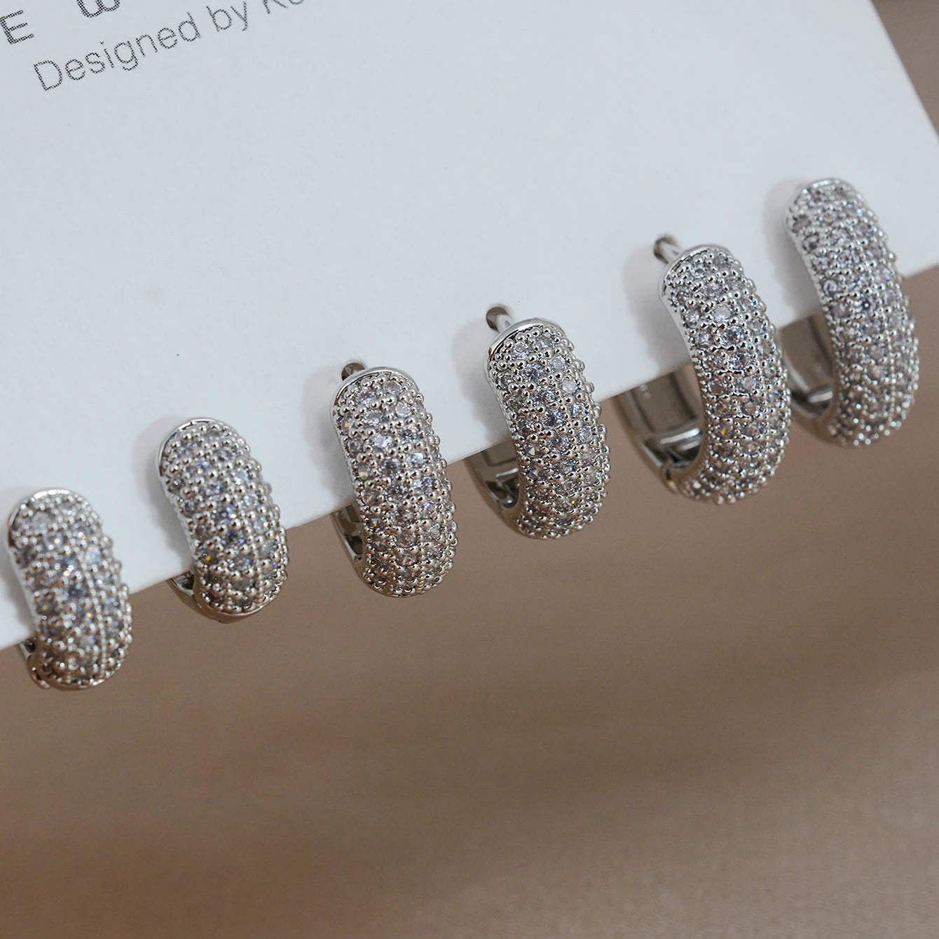 Fashion Silver Color Round Huggies Hoop Earrings for Women 4 Row Crystal Cubic Zirconia Statement Female Earrings Trends Jewelry