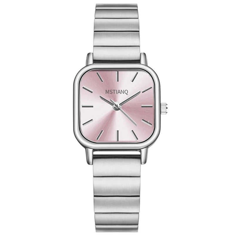 Stainless Steel Watch Women's Ins Style Simple Student Quartz Watch Casual Fashion Versatile Luxury Small Square Wristwatch