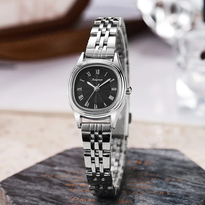 New Small Watch for Women Stainless Steel Oval Dial Student Exam Watch Simple Design Luxury Gift Wristwatches Dropshipping Clock